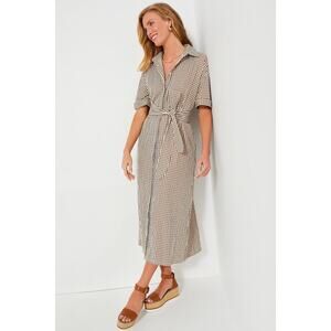 POMANDER PLACE Brown Gingham Seersucker Zacara Dress Size M NWT